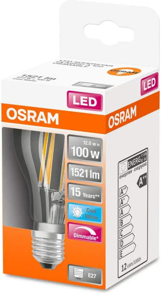 Ampoule LED E27 12W variable éclairage puissant pour cuisine et bureau Osram