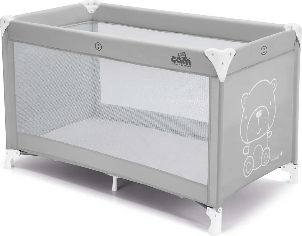 Lit de voyage bébé compact Sonno Gris Teddy pour un sommeil serein partout