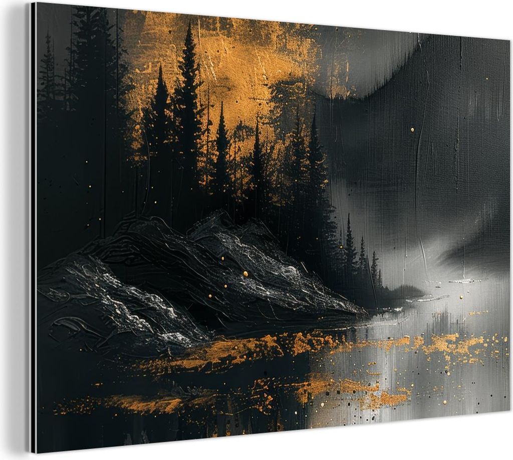 MuchoWow Wanddekoration Metall Metallbild Wandkunst 90x60 cm Natur - Abstrakt - Landschaft - Modern MuchoWow Aluminium Gemälde - Wandbilder