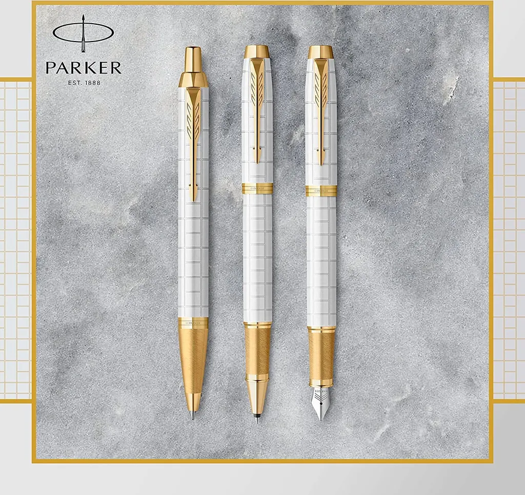 Stylo plume PARKER IM PREMIUM Pearl finition dorée ciselée luxe doré