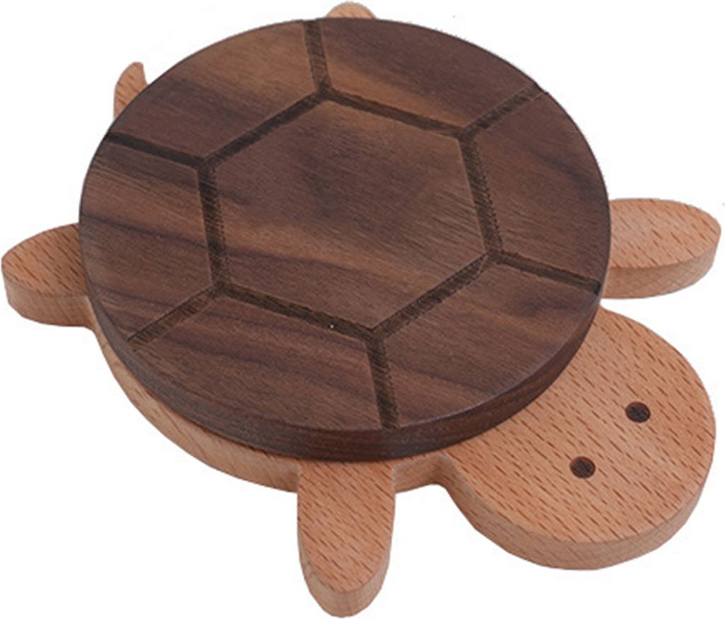 Untersetzer-Set mit Schildkrötenmotiv, rutschfeste Tischschutzmatte aus Holz, handgefertigte Untersetzer aus Holz, absorbierende Wärme und Feucht...