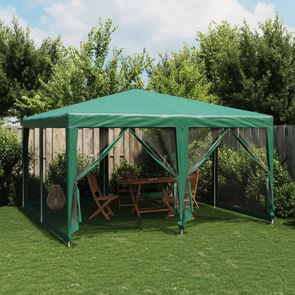 Design Partyzelt mit 8 Mesh-Seitenteilen Grün 4x4 m HDPE - Pavillons & Partyzelte 2025 Neu6927358 1parcel