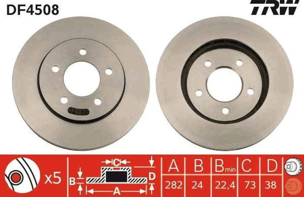 Disque de frein TRW DF4508 pour entretien et sécurité Chrysler Voyager