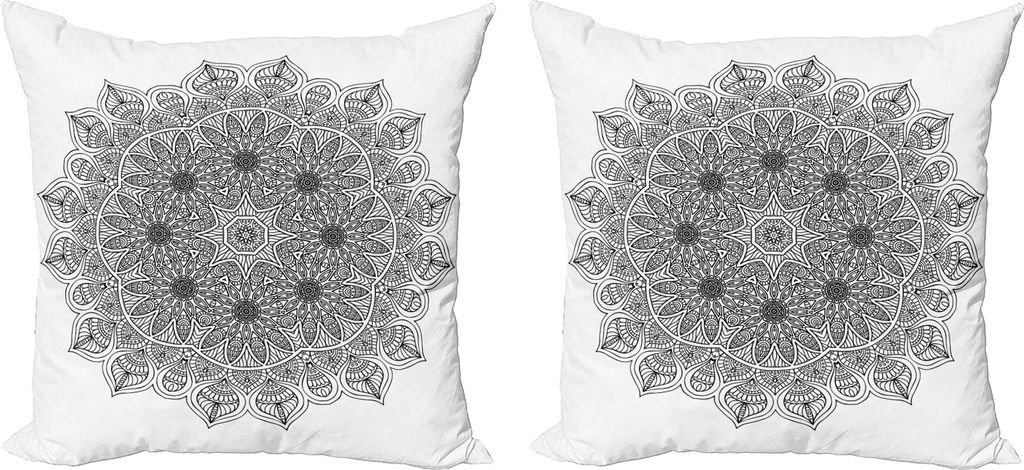ABAKUHAUS Mandala Kissenbezug Set (2Stück), Einfarbiges Muster-altes und mystisches Erbe-Hennastrauch inspirierte Kosmos-Ikonen-Grafik, 60 x 60 cm...