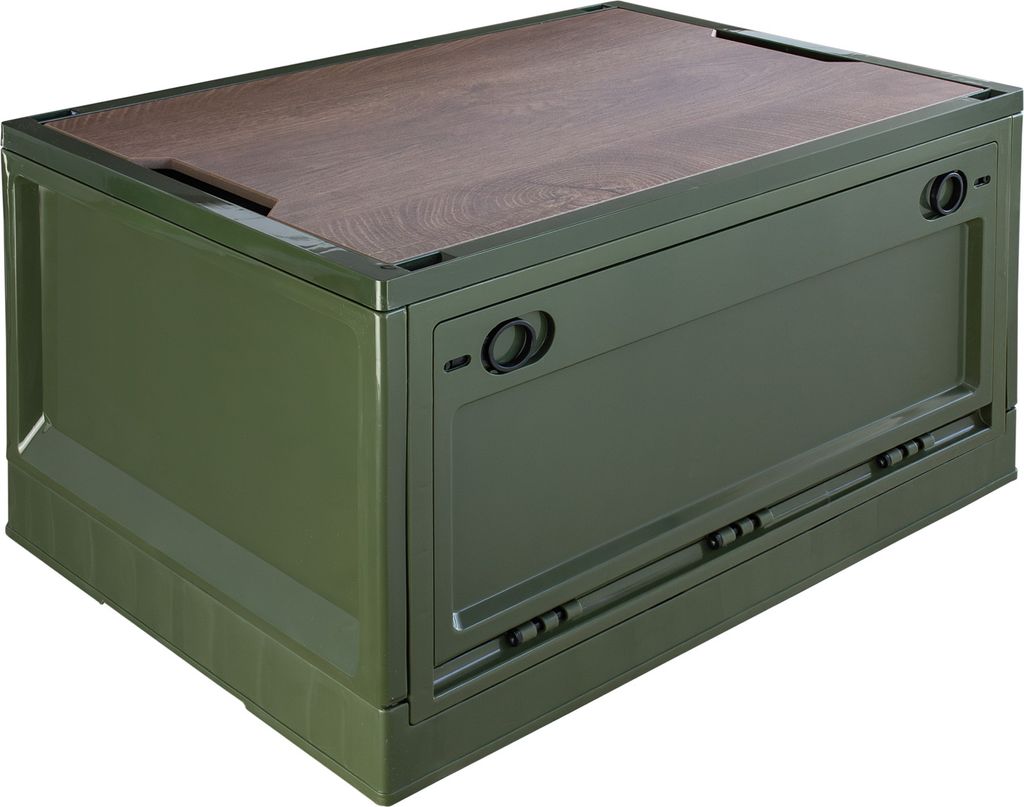 Storage Box, 45 L, Camping, Klappbox, Klappkiste, Aufbewahrungsbox mit Deckel, faltbar, Aufbewahrung, Kiste, 50 x 35 x 29 cm, Grün, trucky