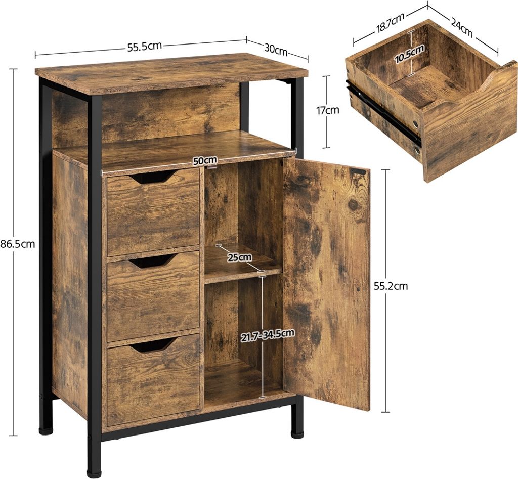 Yaheetech Badezimmerschrank Badschrank Kommode mit 3 Produktbild 4