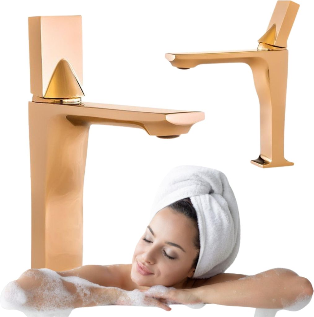 Silla | Waschtischarmatur - Rosa Gold - Spültischarmatur - 22,5 cm Höhe - Messing - Einhebelmischer