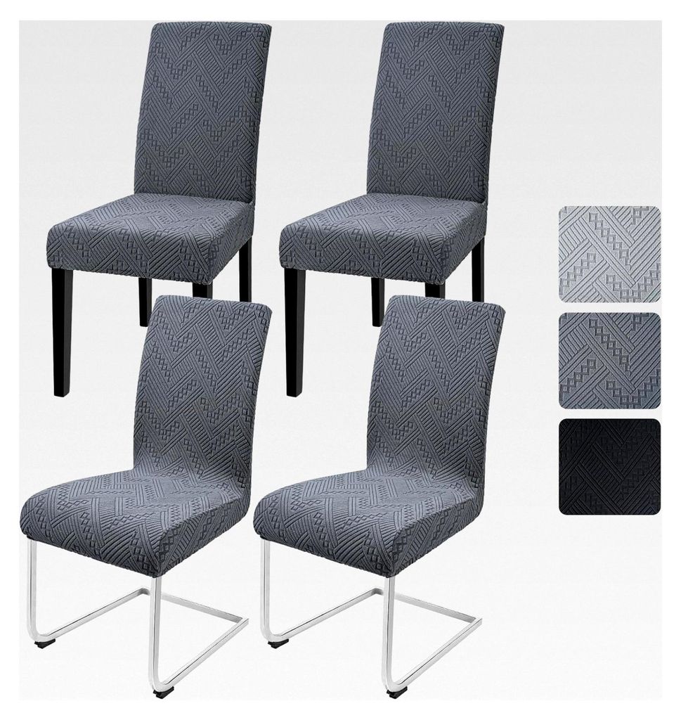 Stuhlhussen 4er Set Jacquard Stuhlbezug Elastische Hussen für Stühle Abnehmbarer Esszimmer Stuhlbezüge Freischwinger für Küche Restaurant Hote...