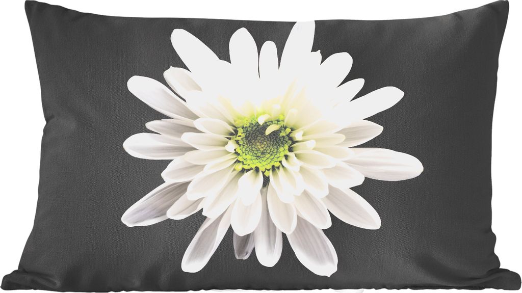 MuchoWow Zierkissen Sofakissen Wohnzimmer Dekokissen 50x30 cm Makro - Weiß - Blume - Wohnzimmerdekoration - Polster mit Photo