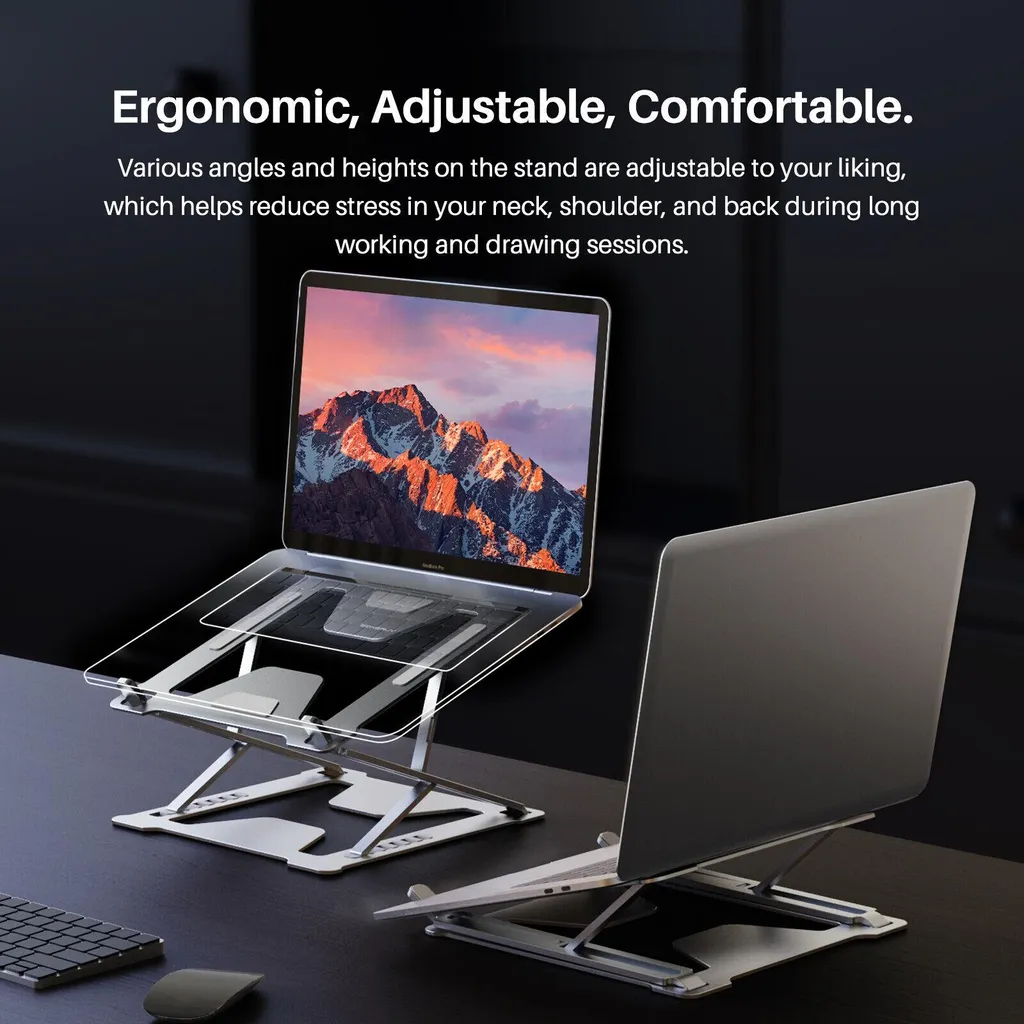 Support Tablette pour Télétravail et Bureau - Hauteur Ajustable Argent - 3