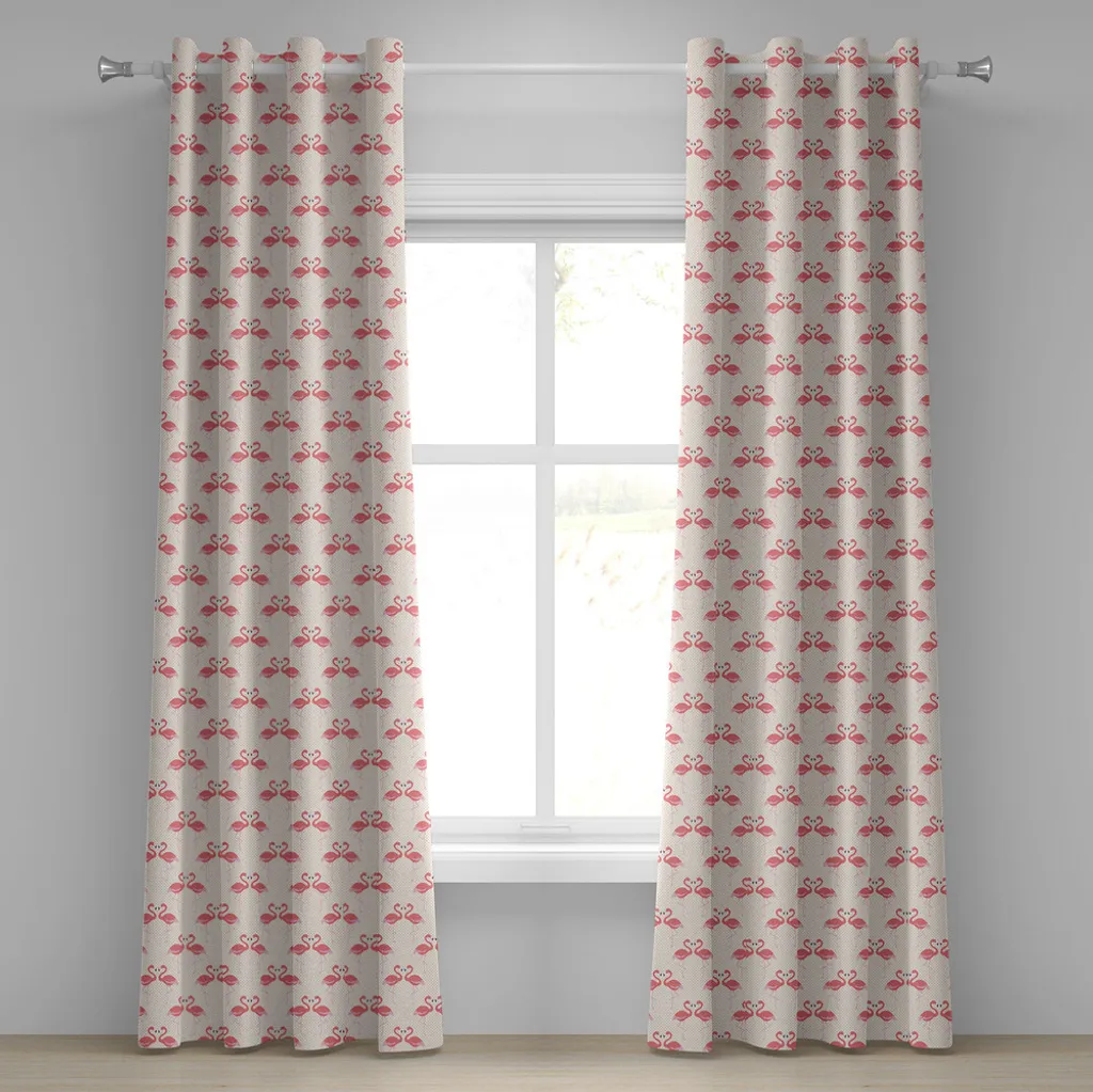 Rideau à œillets Flamingo ABAKUHAUS 280x175 cm Style Rétro Beige et Violet
