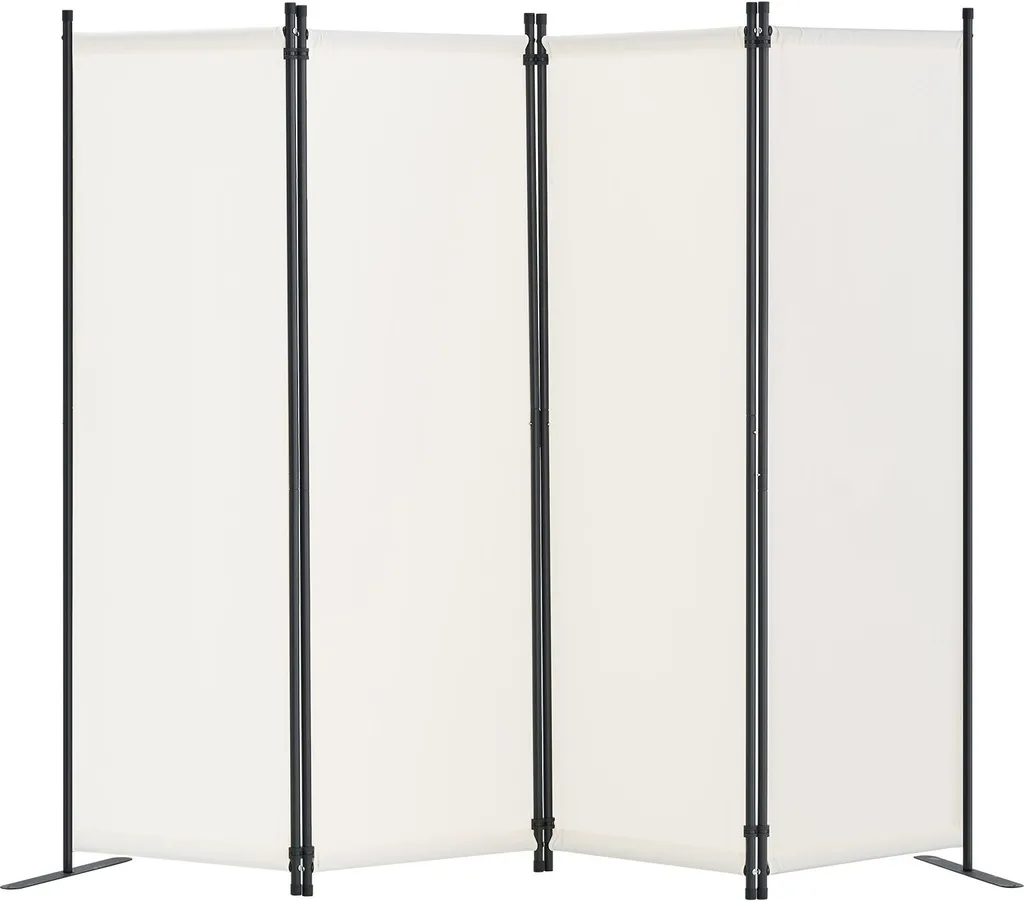 Cloison amovible 4 volets blanche : paravent décoratif de 160x170 cm