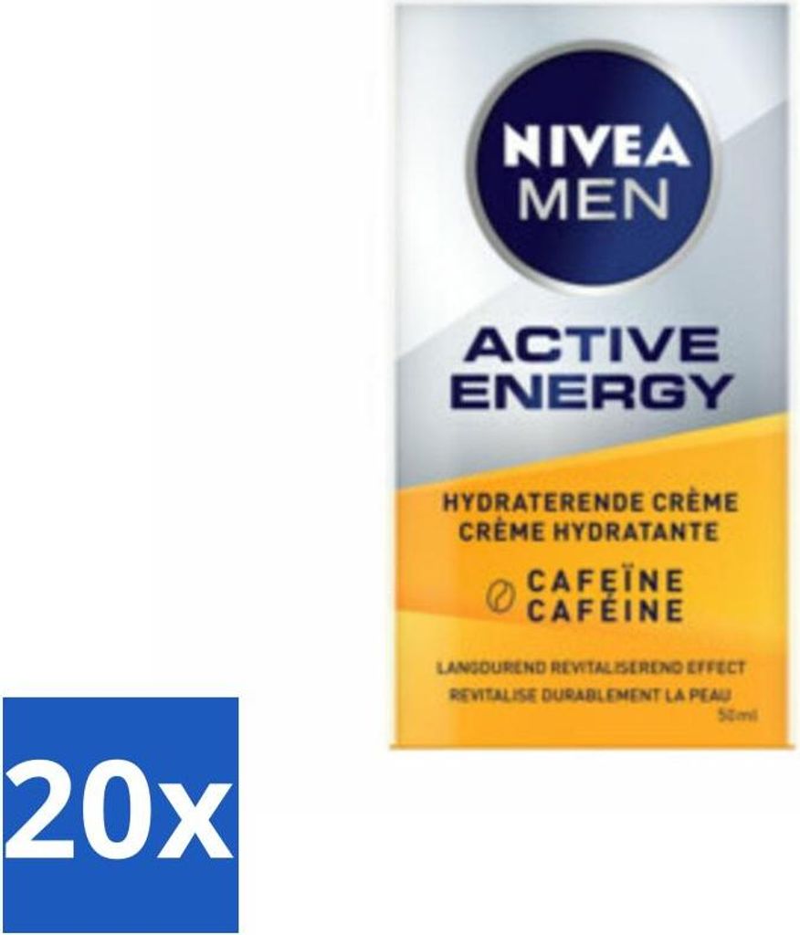 NIVEA MEN Active Energy Gesichtscreme mit Koffein 50 ml - Vorteilspack - 20 Stücke