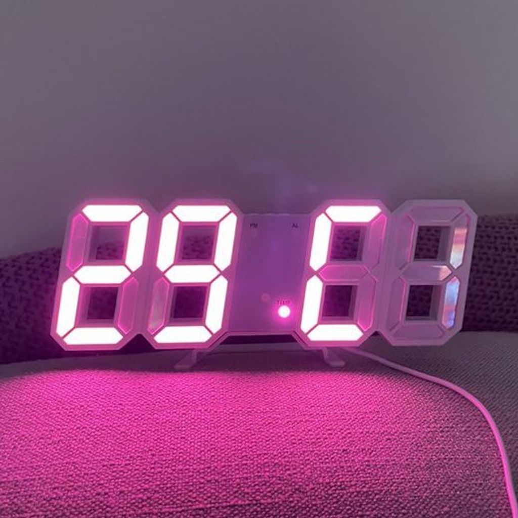 Tageslichtwecker Digitaler Wecker Fashion Smart Elektronische Wanduhr(Rosa Licht)