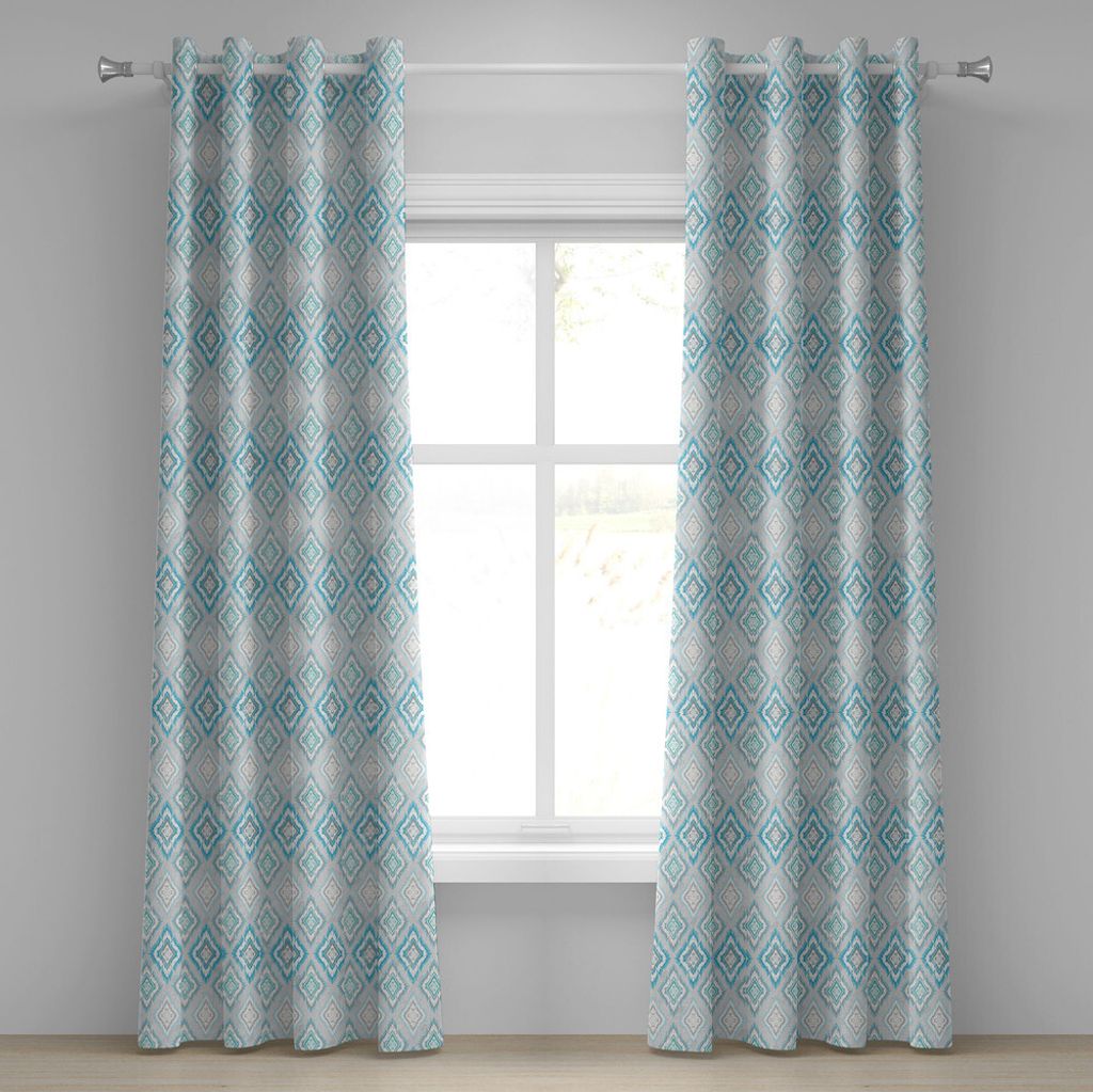 ABAKUHAUS Ikat Ösenvorhang, Aztekische Kultur inspirierte geometrische Motive mit verwittertem Blick südamerikanisch, Dekorative 2-Panel-Fensterv...