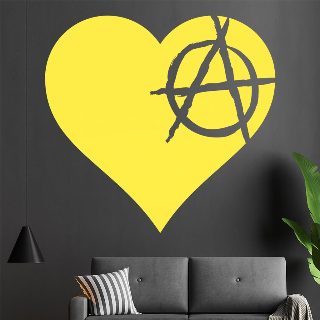 Anarchie - Herz Wandtattoo in 6 Größen - Wandaufkleber Wall Sticker - Dekoration, Küche, Wohnzimmer, Schlafzimmer, Badezimmer