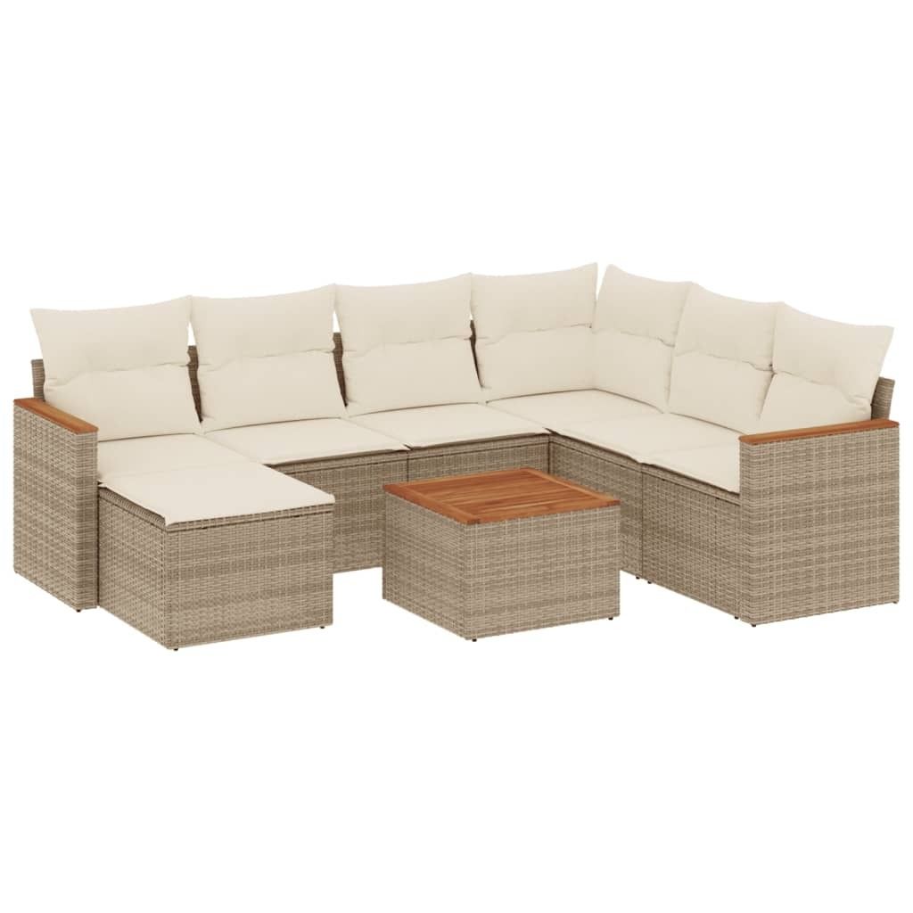 vidaXL 8-tlg. Garten-Sofagarnitur mit Kissen Beige Poly Produktbild 
