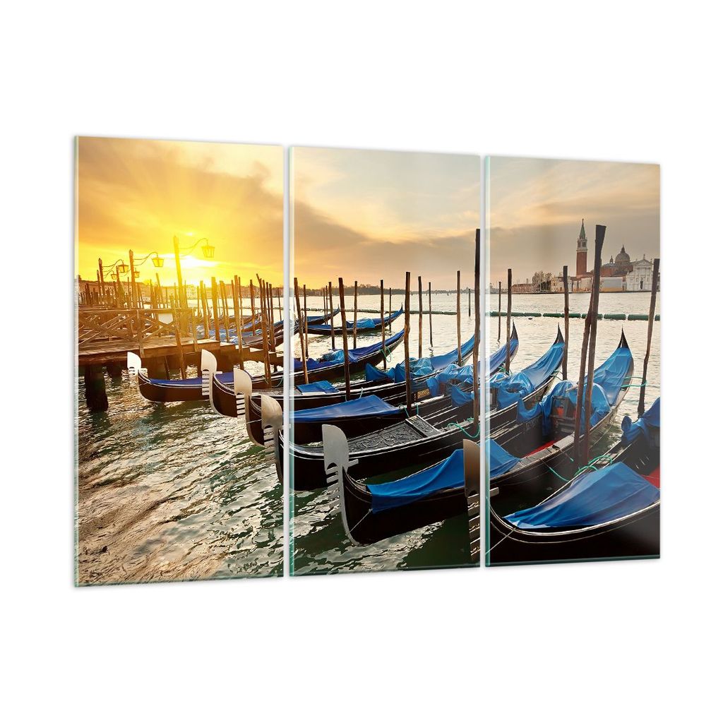 Bilder auf glas - Venedig Gondel - 165x110cm - Glasbilder - Wandbilder - Kunstdruck - zum Aufhängen bereit - Wanddekoration aus Glas - Glas Bilder...