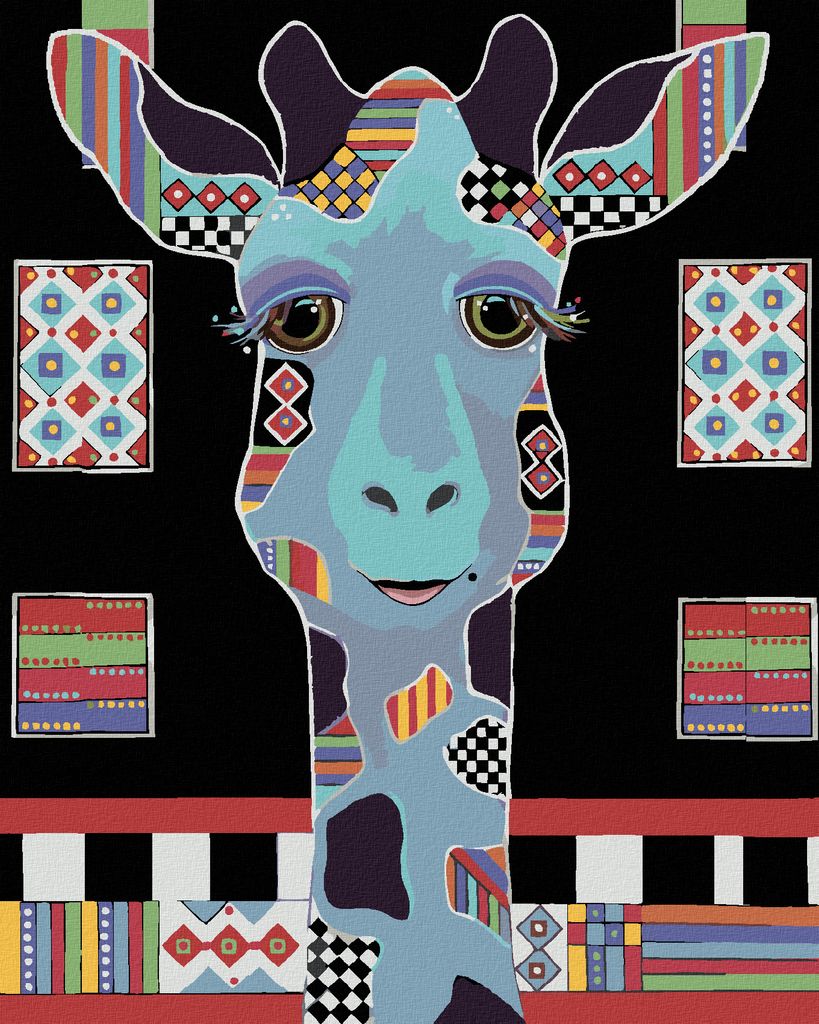 Zuty - Malen nach Zahlen - GIRAFFE AUF SCHWARZEM HINTERGRUND (JONNA JAMES), 40x50 cm, ohne Keilrahmen