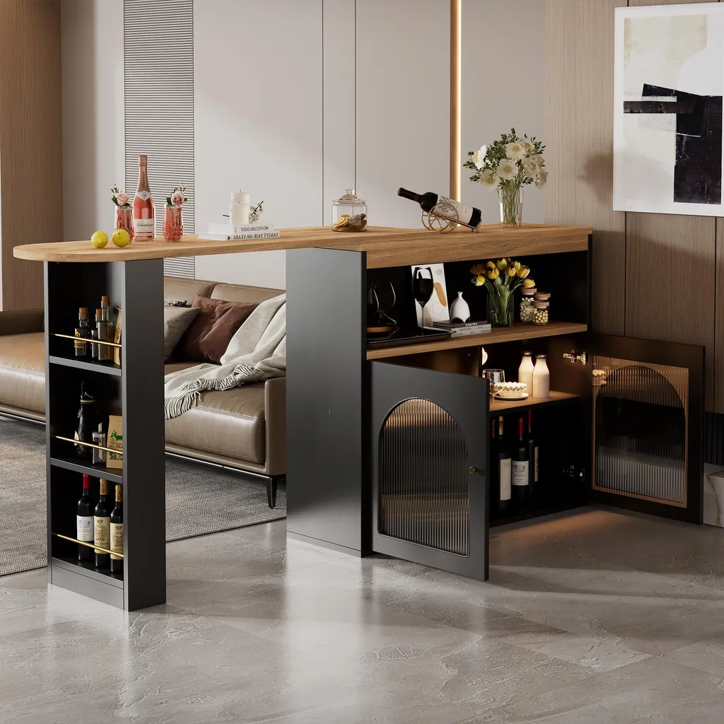 Table de bar extensible noire LED pour optimiser vos petits espaces 193cm - 4