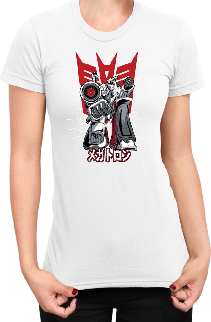 Damen T-Shirt Japan Anime Manga Transformers Megatron, Lady XL / Weiß