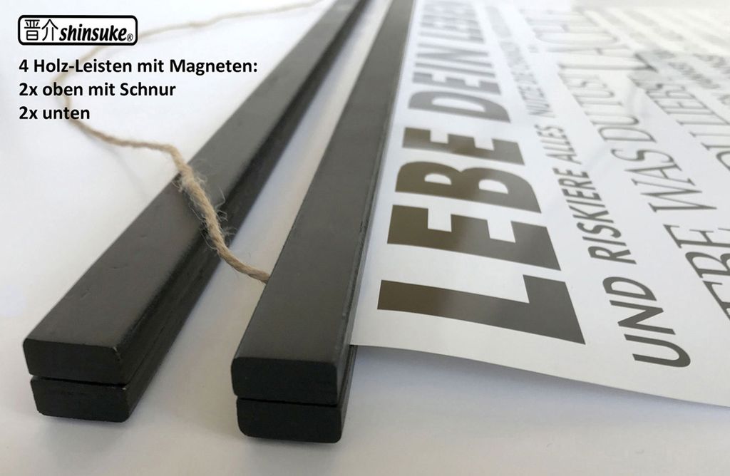 Holz-Posterleisten 41 cm - Posterleisten - 2 Paar, Magneten schwarz