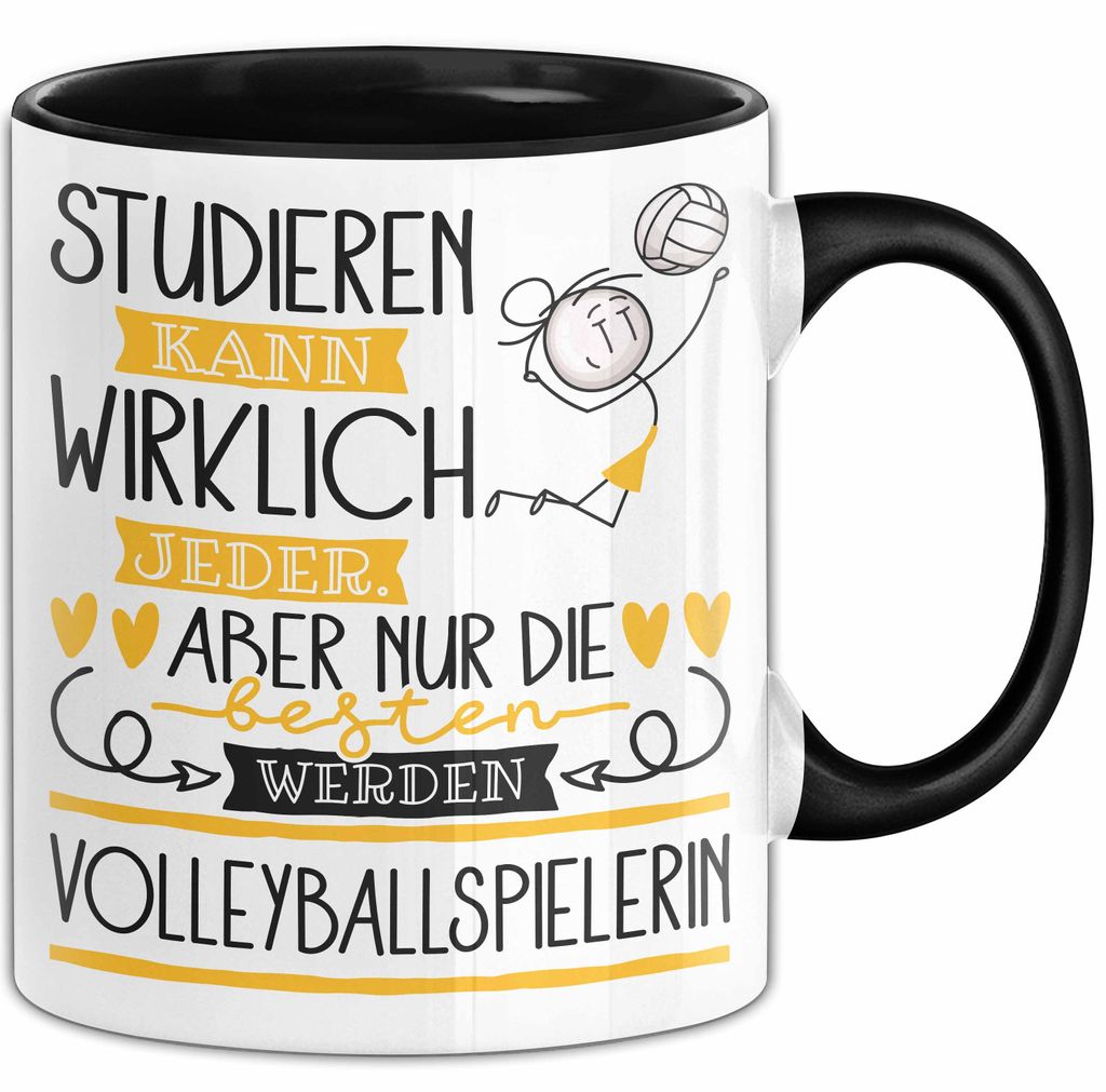 Volleyballspielerin Tasse Lustiges Geschenk Studieren Kann Wirklich Jeder Nur Die Besten Werden Volleyballspielerin (Schwarz)
