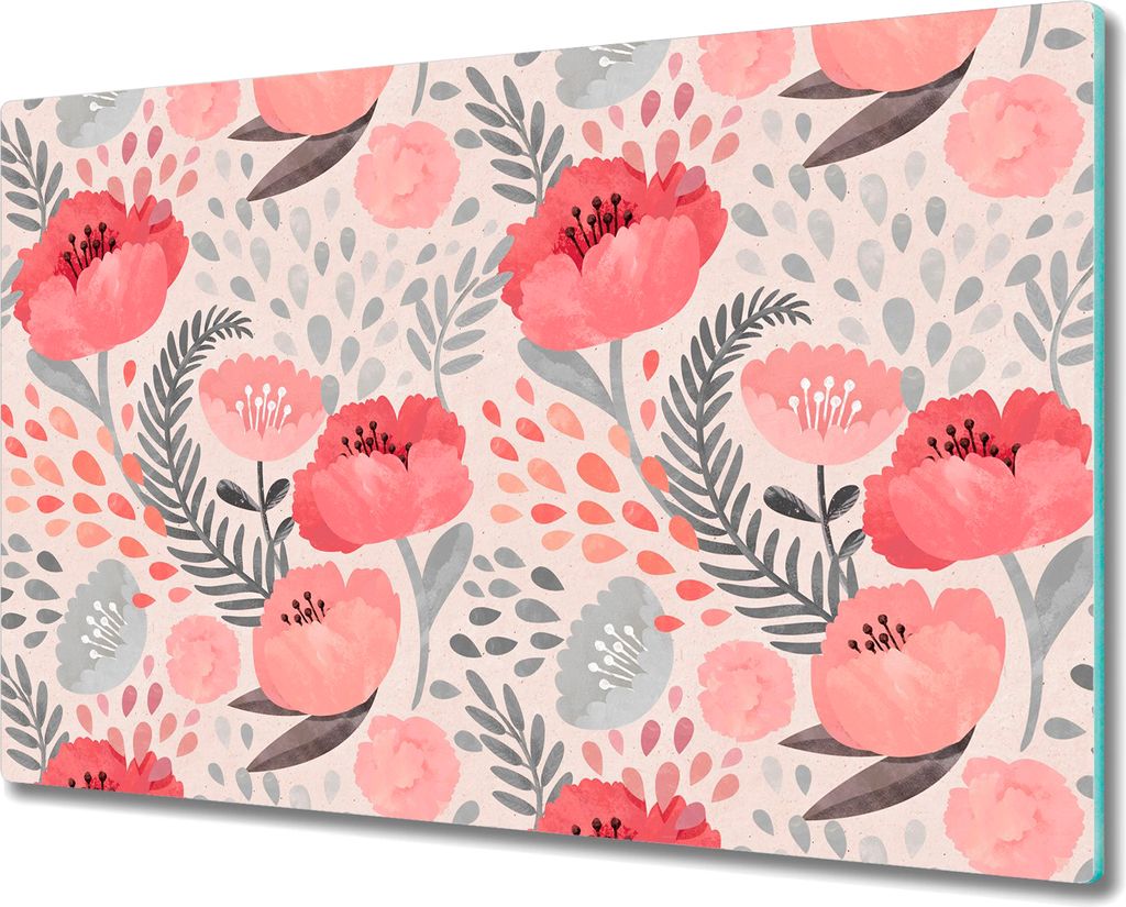 Glas Schneidebrett Herdabdeckplatten Schneideplatten - 80x52 cm - Shabby Mohnblume