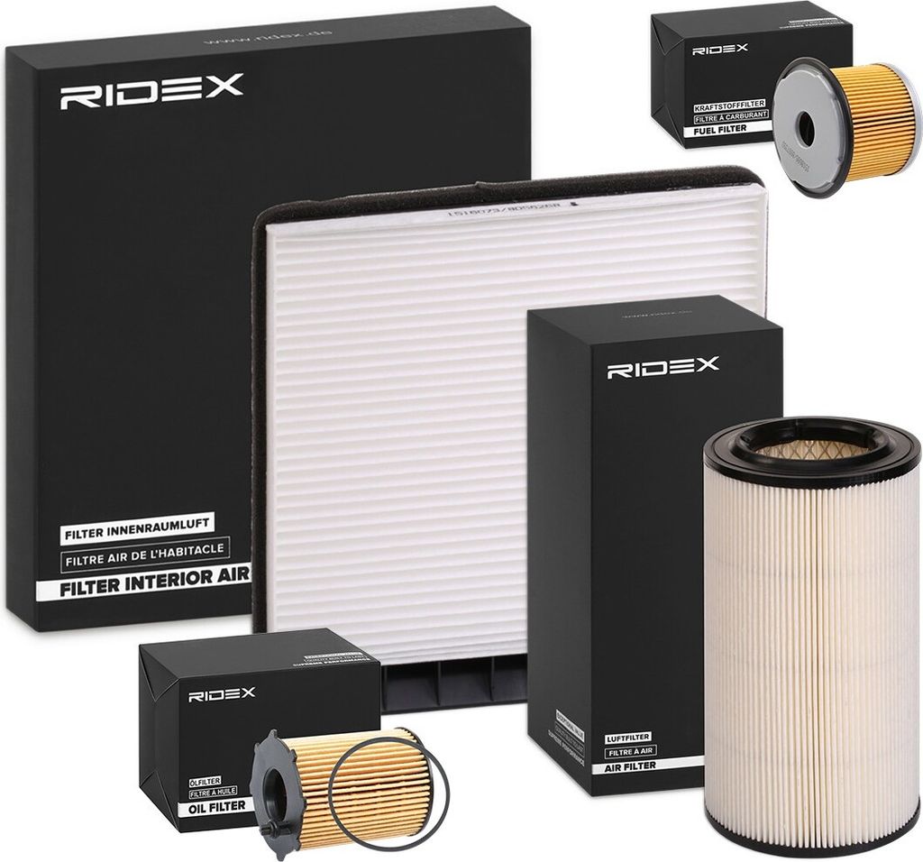 RIDEX Filterset Inspektionspaket Filtersatz passend für PEUGEOT PARTNER Combispace (5F) PARTNER Kasten (5) für CITROËN Berlingo / Berlingo First