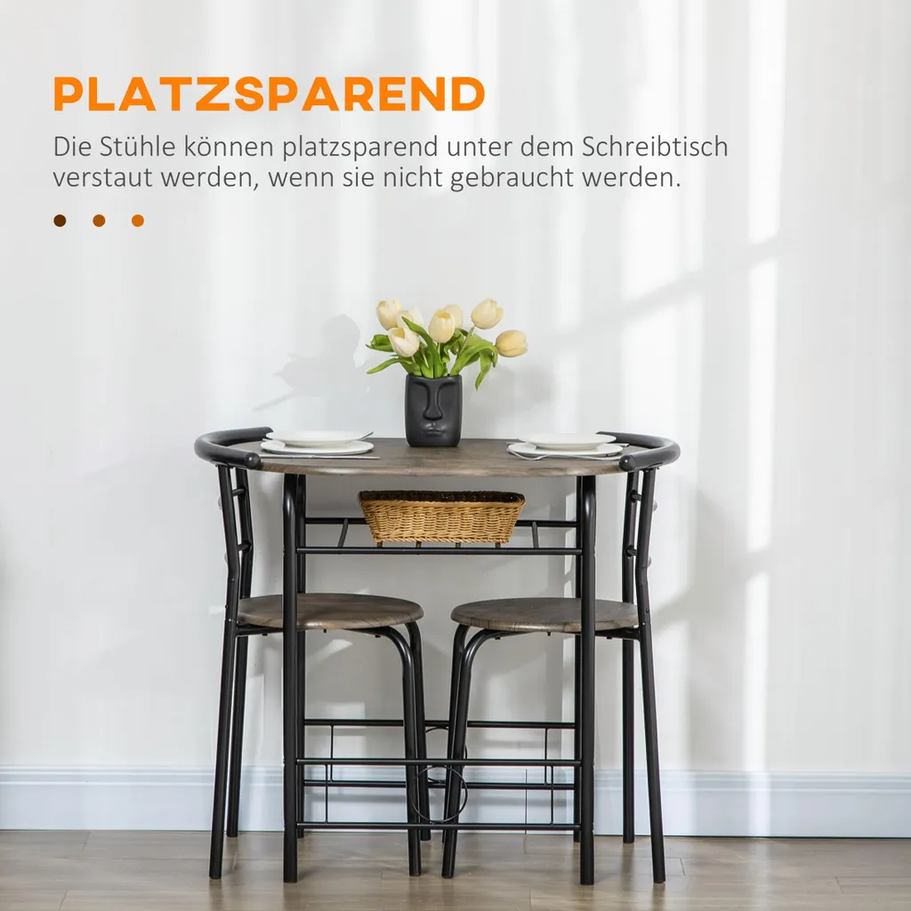 Table de cuisine avec 2 chaises ensemble repas gain de place noir