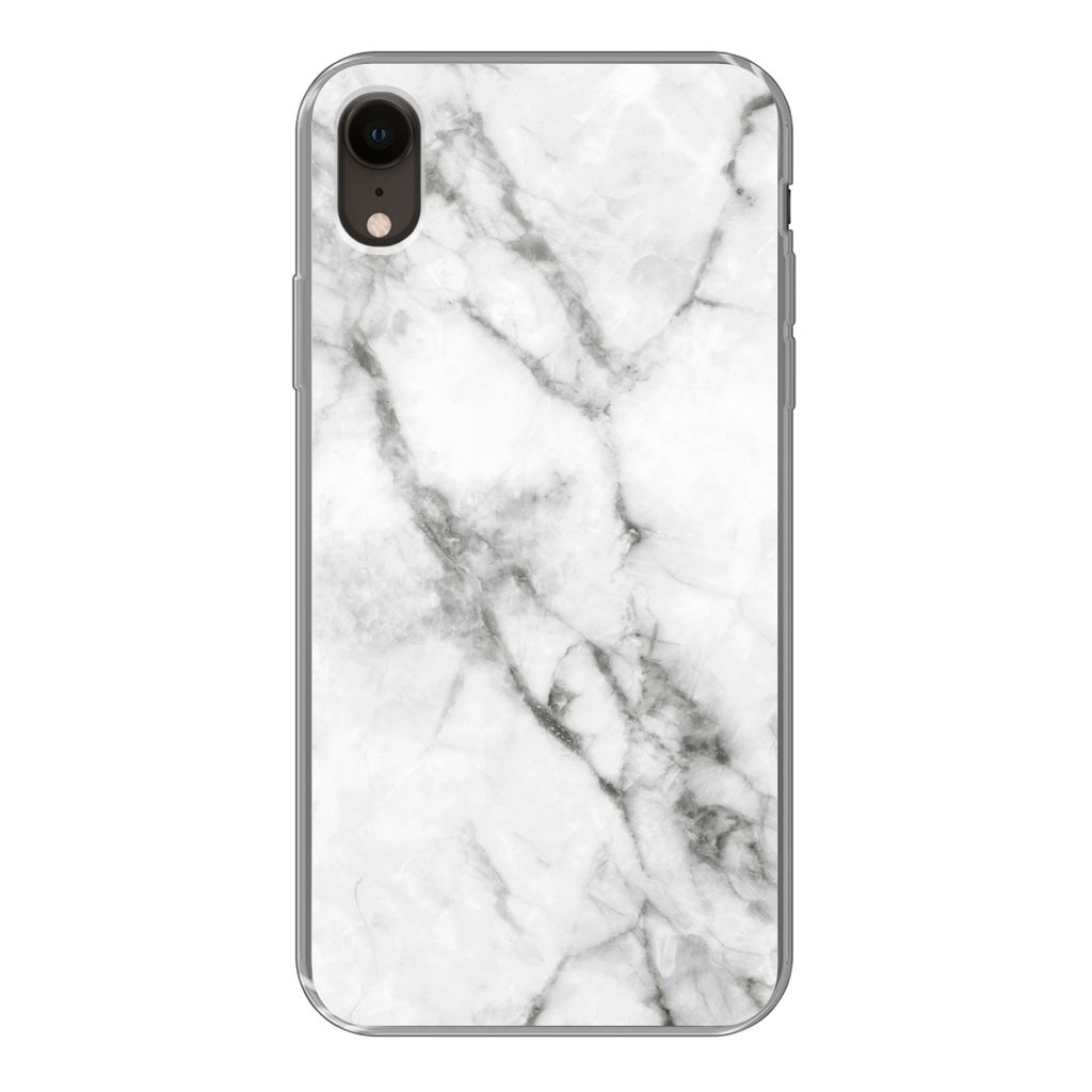 MuchoWow Handyhülle Schutzhülle Hülle für iPhone XR Marmor - Luxus - Weiß Silikon Softcase Handy Hülle - Schutzdeckel