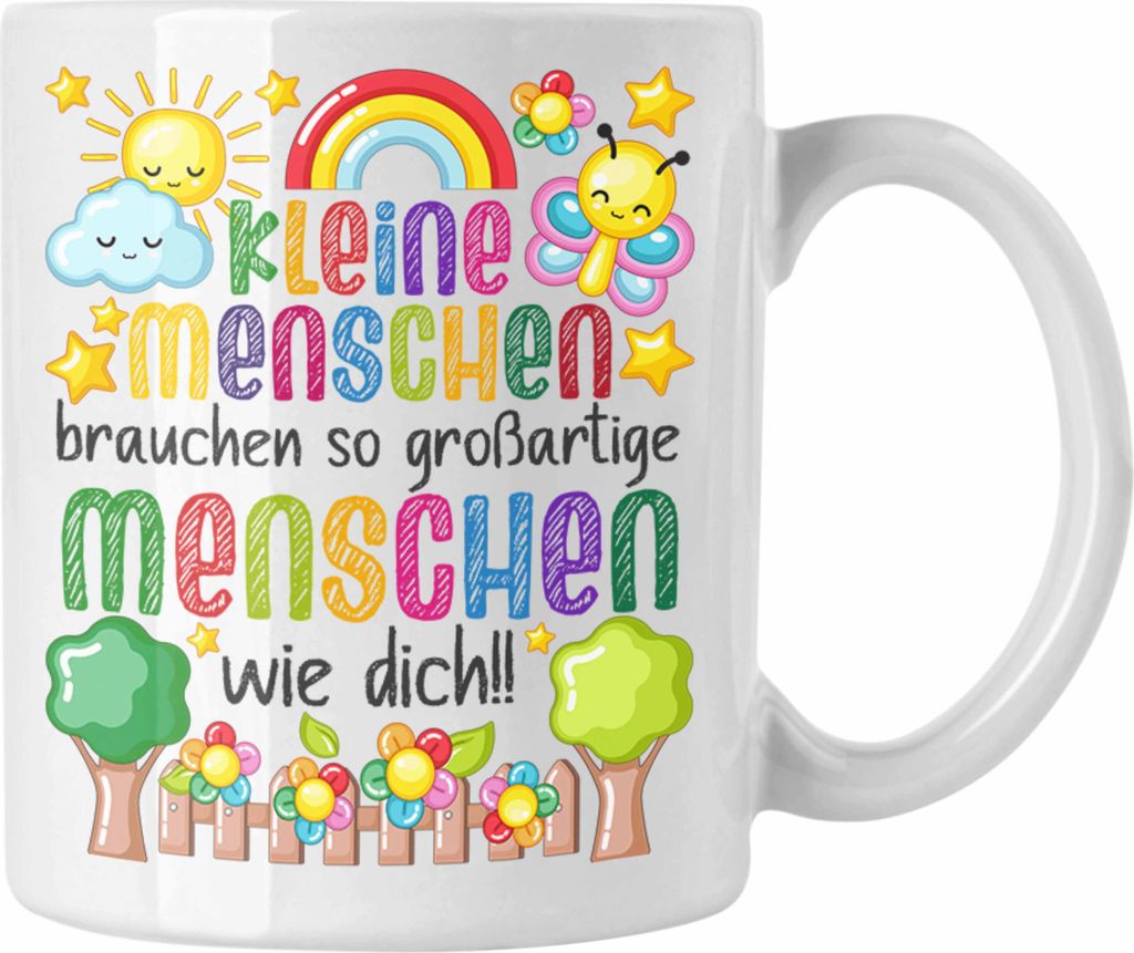Trendation - Erzieherin Tasse Geschenk Danke Dankeschön Abschiedsgeschenk Beste Kindergärtnerin Spruch Großartige Menschen Wie Dich (Weiß)