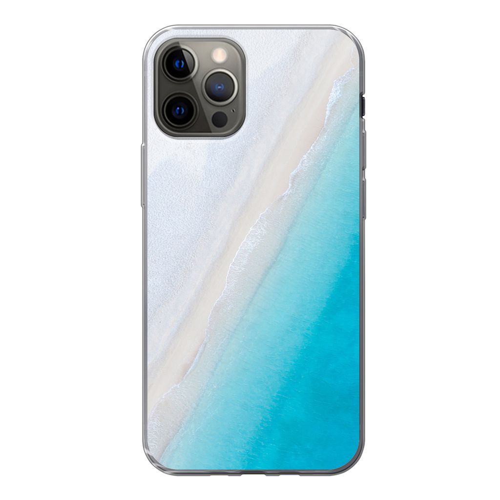 MuchoWow Handyhülle Schutzhülle Hülle für iPhone 13 Pro Strand - Meer - Blau Silikon Softcase Handy Hülle - Handy-Tasche