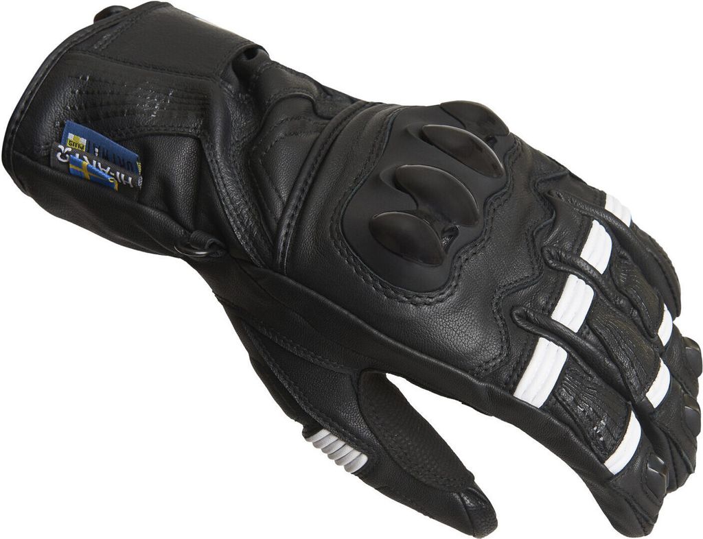 Lindstrands Backa wasserdichte Motorrad Handschuhe, schwarz/weiß, 11