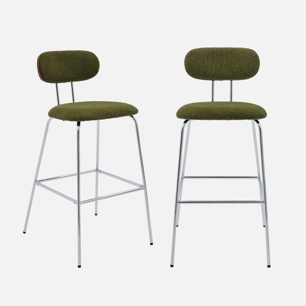 sweeek - 2er-Set Barhocker nussbaumfarbenes Holzdekor, Produktbild 