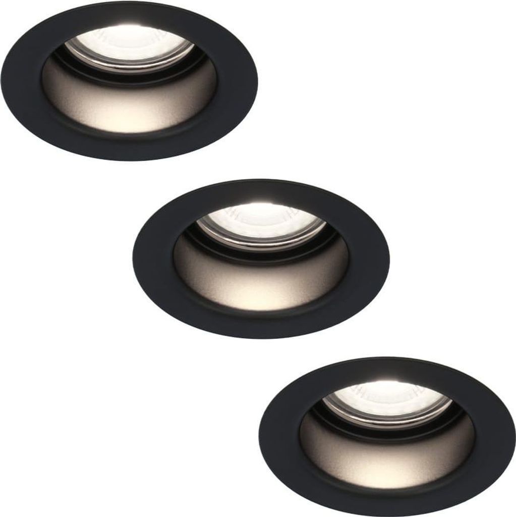 hoftronic LED Einbaustrahler 3,8W 6000K IP65 Schwarz 3er Set