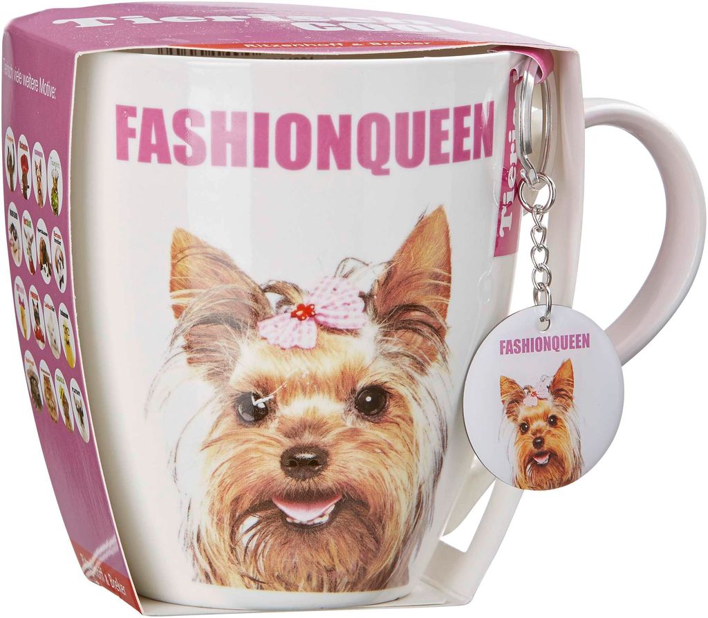 Ritzenhoff & Breker Jumbotasse "Fashionqueen Zopf", 600 ml Kaffeebecher 'Tierisch gut', aus Porzellan,