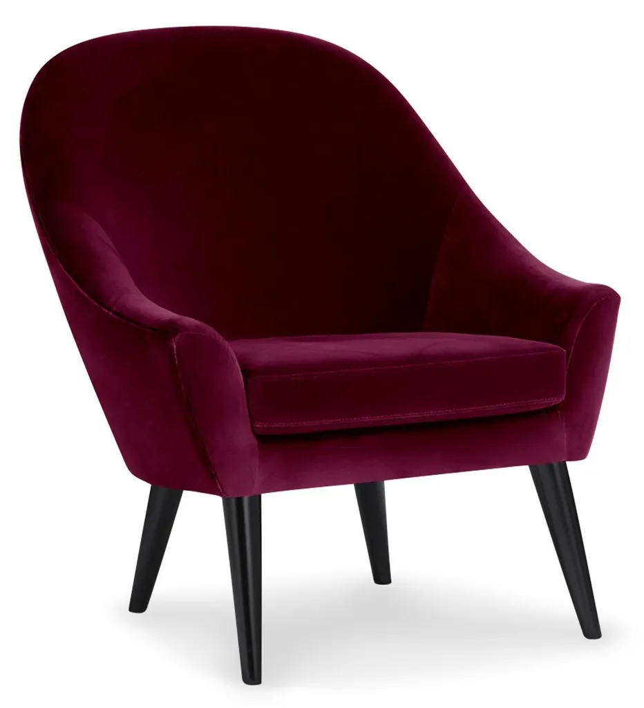 Fauteuil scandinave bordeaux Dakota pour salon et bureau - Velours chic