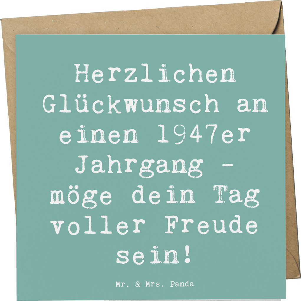 Mr. & Mrs. Panda Glückwunschkarte Spruch 1947 Geburtstag - Meeresbrise - Geschenk, Klappkarte, Happy Birthday, Geburtstagsgeschenk, Grußkarte, an...