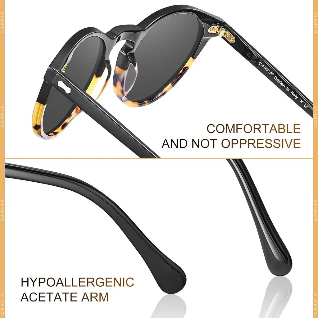 Carfia Polarizzati Uomo - Occhiali da Sole in Acetato per Outdoor - 4