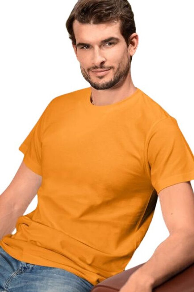 Uni-T-Shirt aus Baumwolle, hohe Grammatur, 100% Baumwolle, ohne Aufdruck, einfarbig, 200g/m2, Farbe Mandarine, Größe S