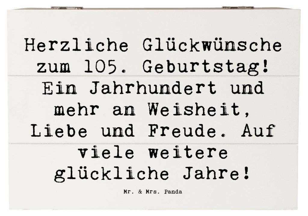 Mr. & Mrs. Panda Schatulle Spruch 105. Geburtstag 22 x 15 cm - Weiß - Geschenk, einzigartige Designs, holzschatulle, Glückwunsch, erinnerungsbox ...