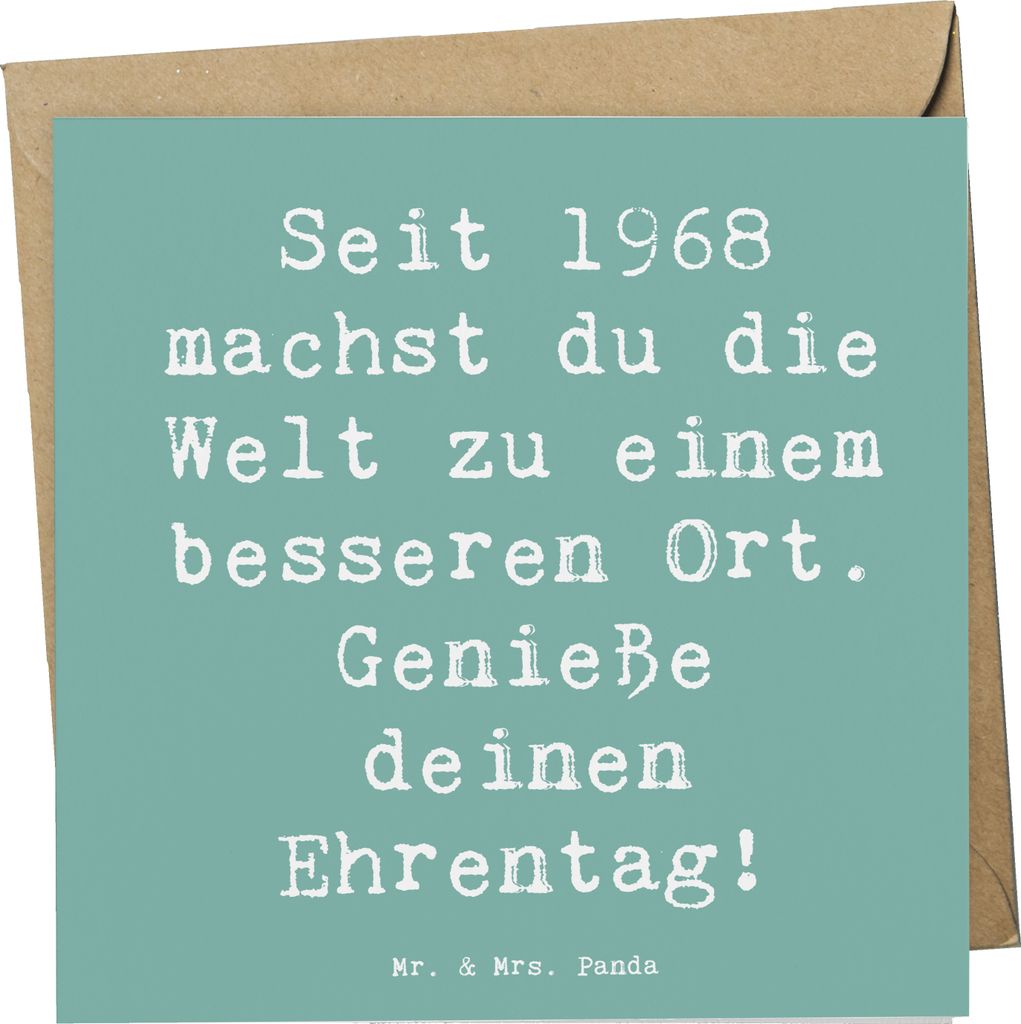 Mr. & Mrs. Panda Grußkarte Spruch 1968 Geburtstag - Meeresbrise - Geschenk, seit geboren, positive Veränderungen, besonderes Jahr, Erinnerungen, ...