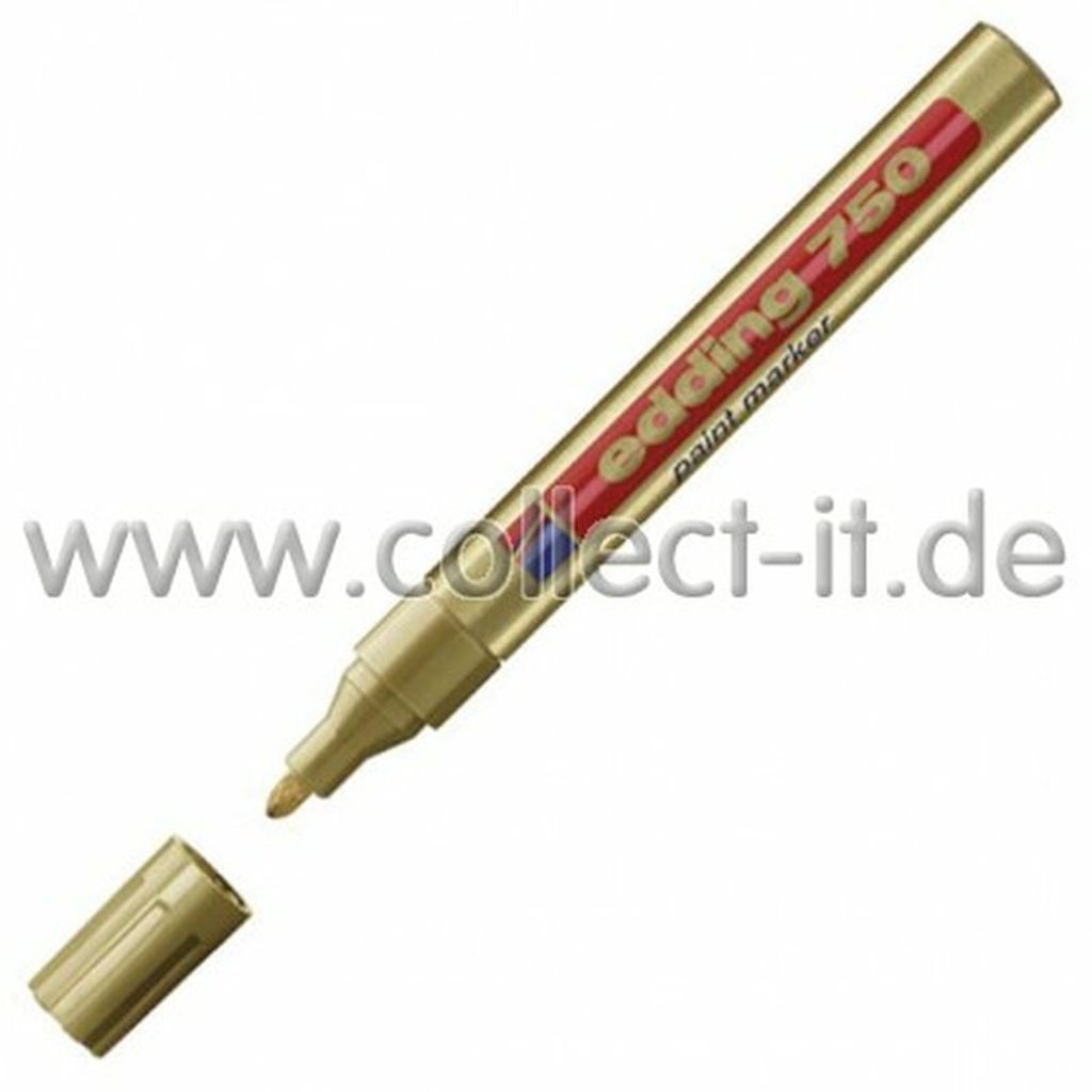 edding 750 Glanzlackmarker - gold - 1 Lackmarker - Rundspitze 2-4 mm - Lackstift für Glas, Stein, Holz, Kunststoff und Papier - wasserfest, stark ...