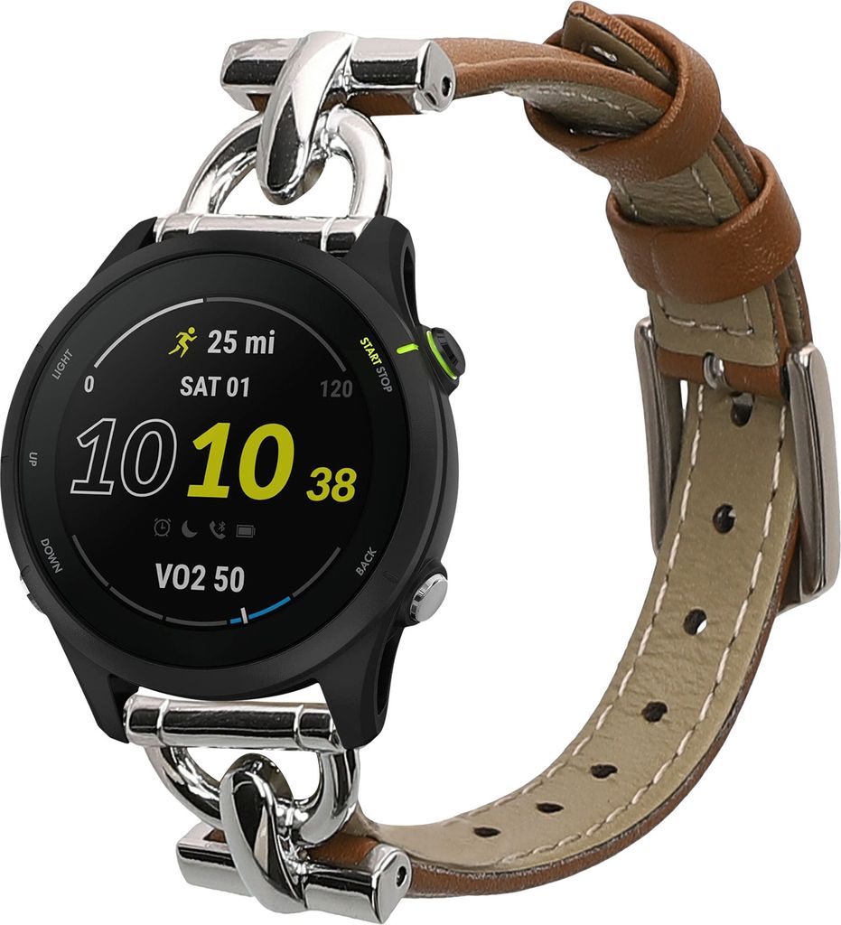 kwmobile Armband kompatibel mit Garmin vivoactive 4 / Venu 3 / Venu 2 / Forerunner 255 - Echtleder Fitnesstracker Sportarmband Band