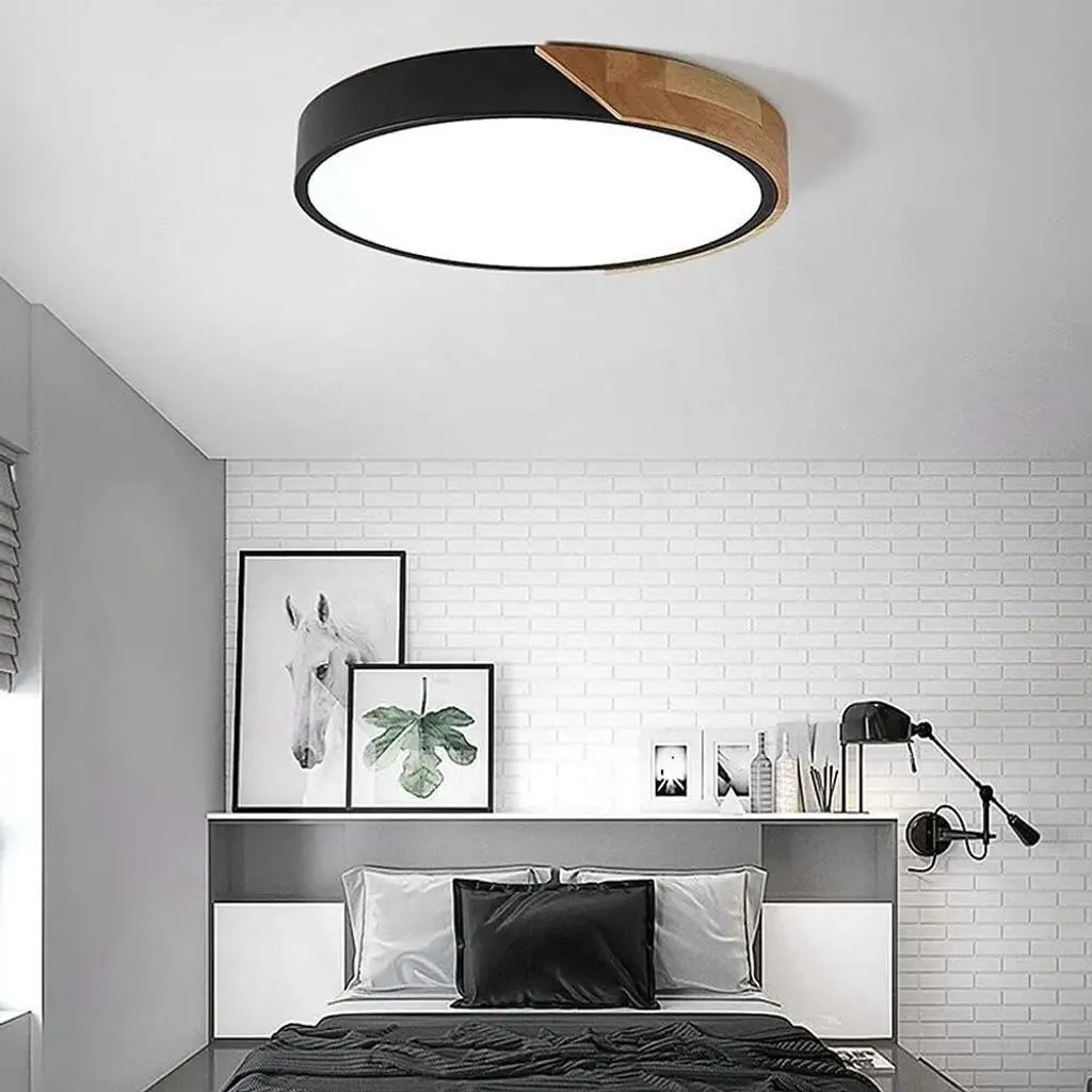 Plafonnier LED moderne rond noir 43W dimmable avec télécommande et design - 3