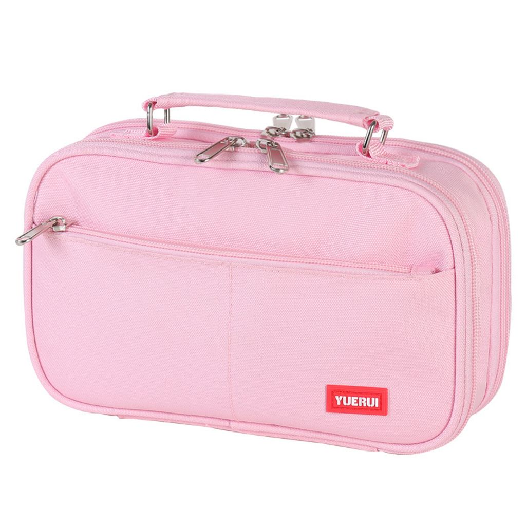 INF Federmäppchen mit großem Fassungsvermögen, Stifttasche aus Canvas mit mehreren Fächern Rosa