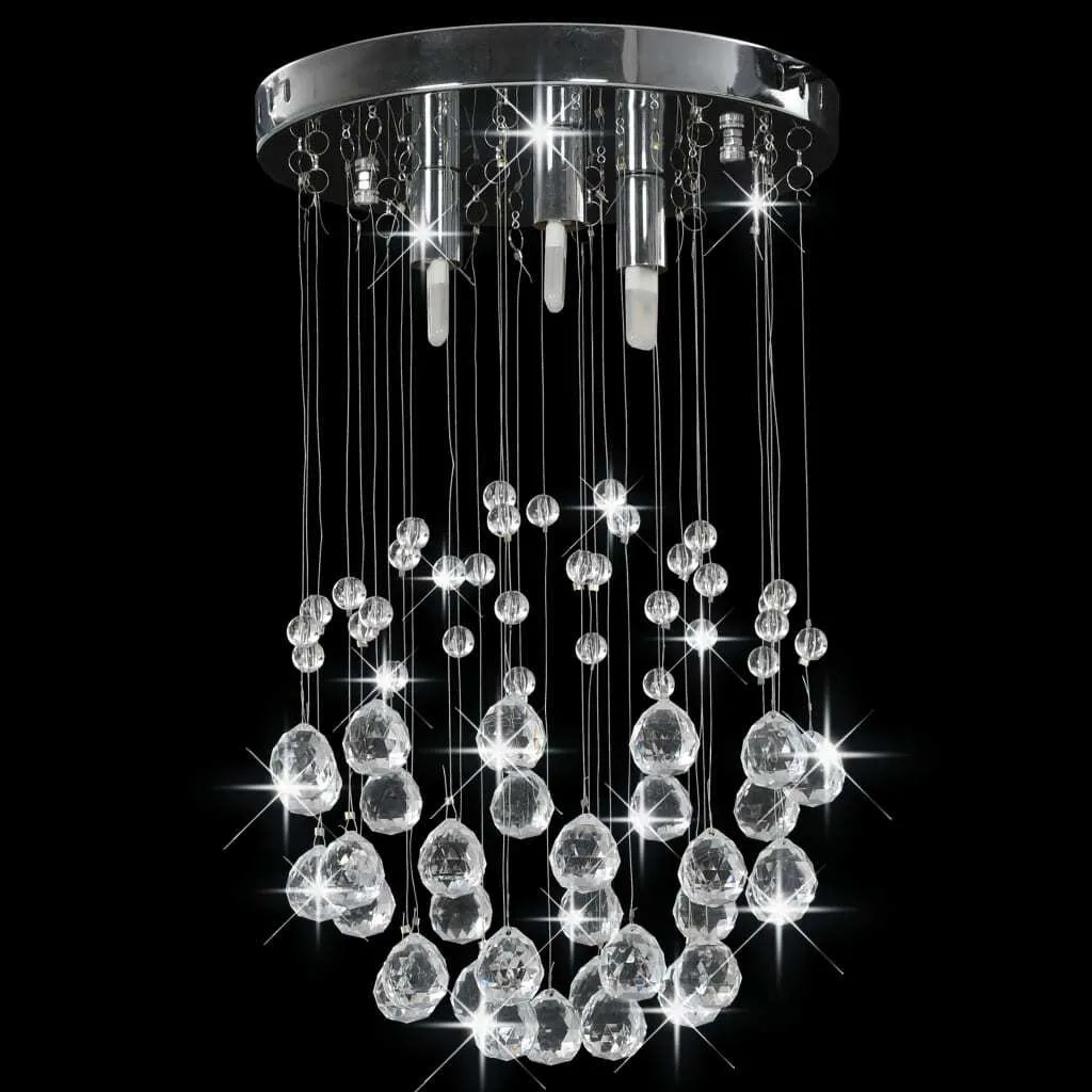 vidaXL Plafonnier Cristal Argenté Boule avec 3 Ampoules G9 Élégant