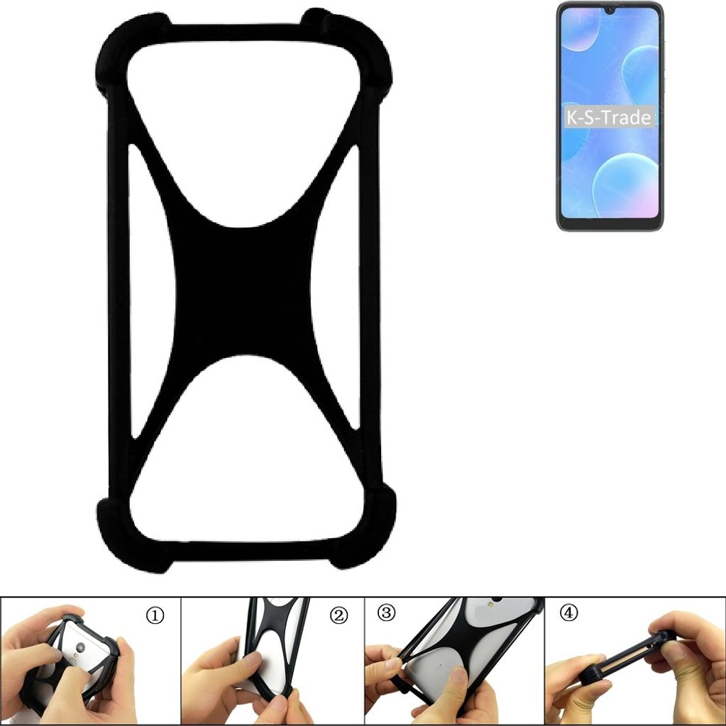 K-S-Trade Handy-Hülle Schutz-Hülle kompatibel mit Blackview A50 Silikon Bumper TPU Softcase Smartphone Stoßschutz, schwarz