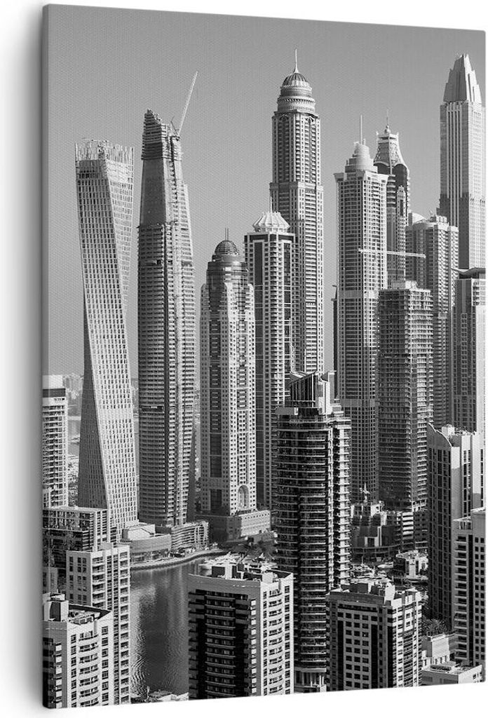 Bild auf Leinwand - Leinwandbild - Einteilig - Wolkenkratzer Fotografie Dubai - 50x70cm - Wand Bild - Wanddeko - Wandbilder - Leinwanddruck - Wandd...